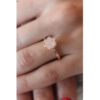 Pudra Lotus Çiçek Figür Gold Renk Kadın Yüzük