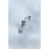 316L Cerrahi Çelik Minimal Top Damla Taş Zirkon Taşlı Sallantı Göbek Piercing