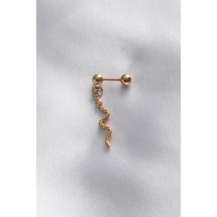 316L Cerrahi Çelik Gold Renk Sallantılı Yılan Tragus Piercing