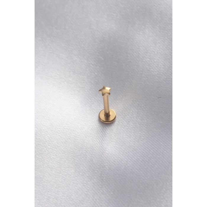 316L Cerrahi Çelik Gold Renk Yıldız Yan Dudak Piercing