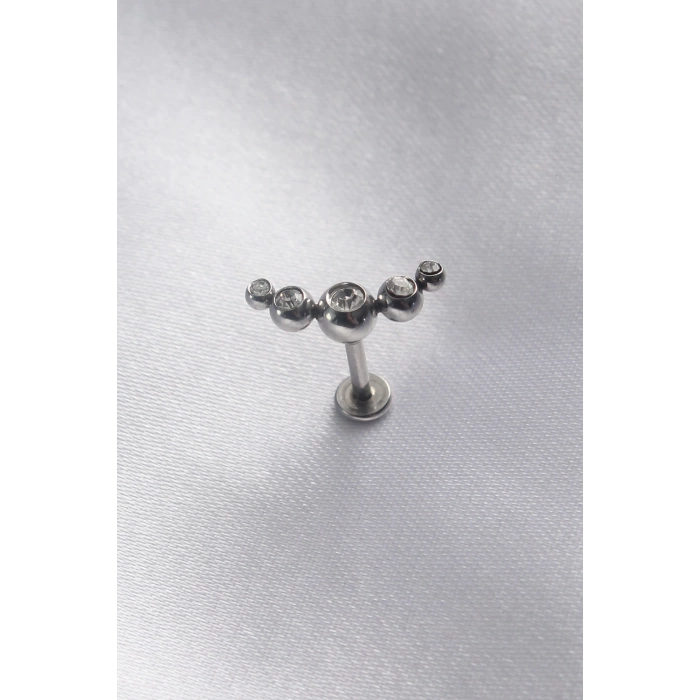 316L Cerrahi Çelik Gümüş Renk 5li Tragus Piercing