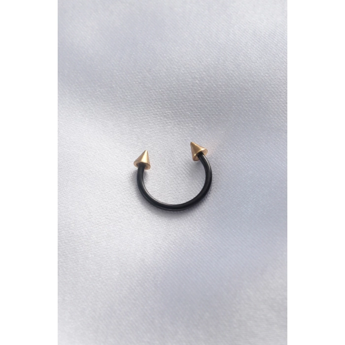 316L Cerrahi Çelik Siyah Renk Halka Gold Renk Çivi Uçlu Halka Piercing
