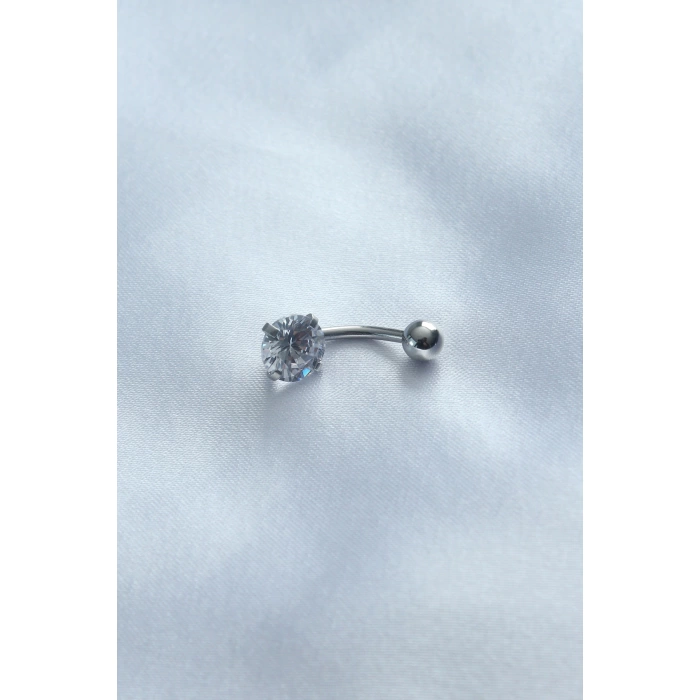 316L Cerrahi Çelik Zirkon Taşlı Göbek Piercing