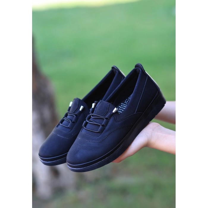 Laxi Siyah Nubuk Bağcıklı Spor Ayakkabı