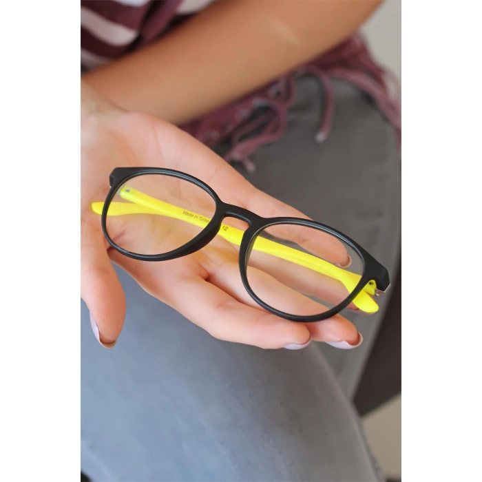 Siyah Renk Oval Sarı Renk  Bayan Gözlük