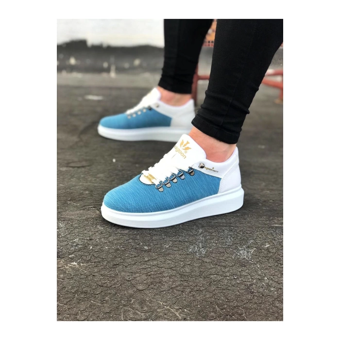 WG047 Beyaz Mavi Erkek Casual Ayakkabı