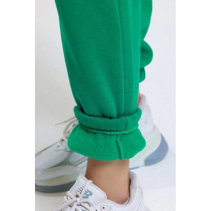 3 iplik şardonlu paça lastikli eşofman yeşil is001