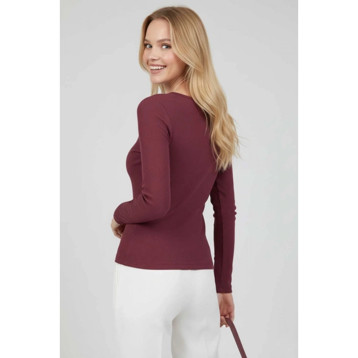 Çıtçıt Detaylı Bluz Mürdüm T4343