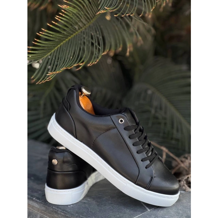 KB-BX1  Kuback Siyah Cilt Yüksek Beyaz Taban Günlük Erkek Ayakkabı