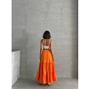 Fırfırlı brodeli astarlı uzun etek turuncu s255047