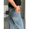 Palazzo straight kar yıkama jeans pantolon mavi d2008