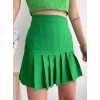 Pileli düğmeli etek açık yeşil s24811