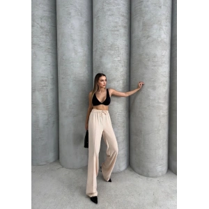 Çımalı keten pantolon