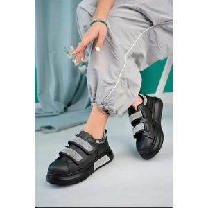 Nino Siyah Cilt Cırt Cırtlı Spor Ayakkabı