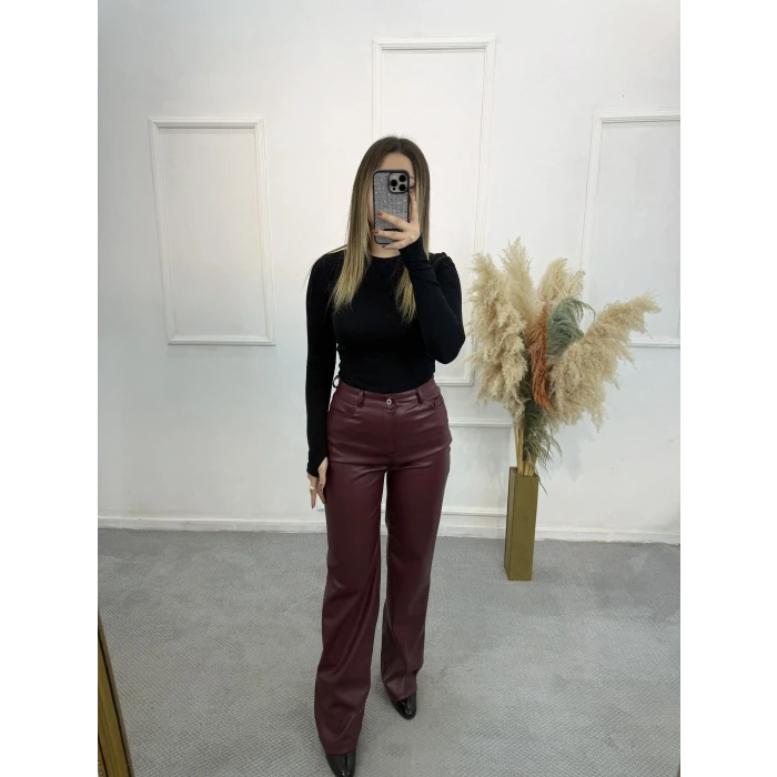 Zra Palazzo Kesim Deri Pantolon