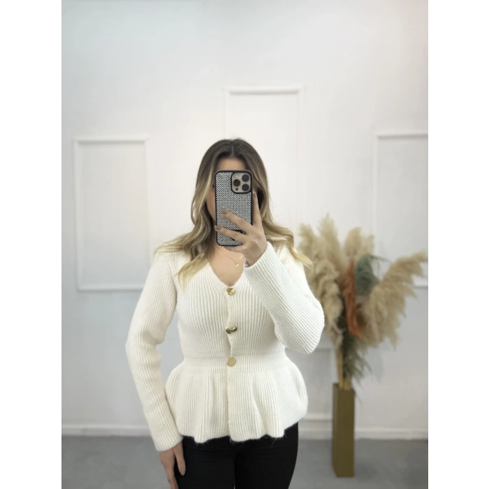 Wamble Gold Düğmeli Pileli Hırka