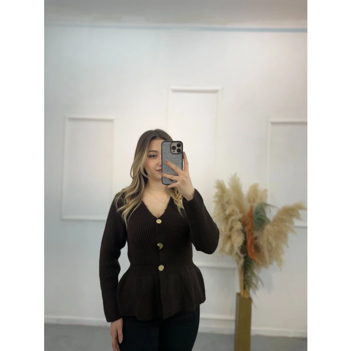 Wamble Gold Düğmeli Pileli Hırka