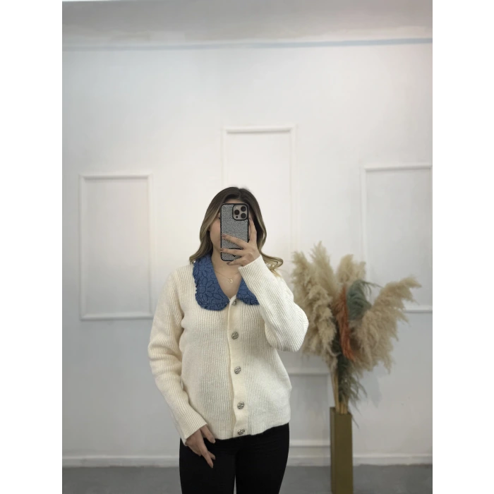 Brontide Denim Detaylı Vintage Hırka