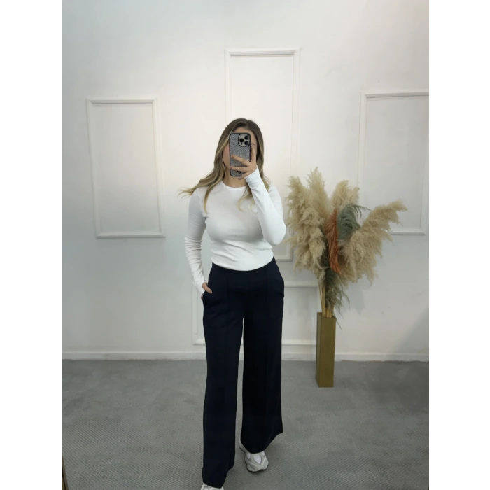 Maniys Önü Çımalı Pensli Bol Paça Pantolon