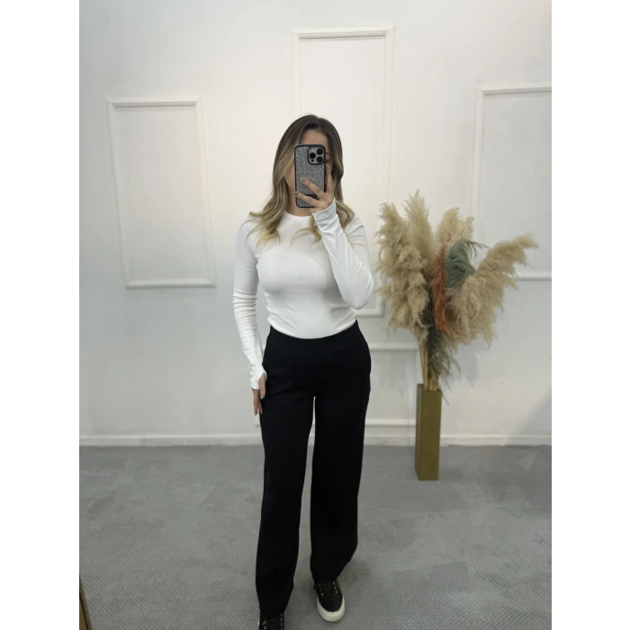 Maniys Önü Çımalı Pensli Bol Paça Pantolon