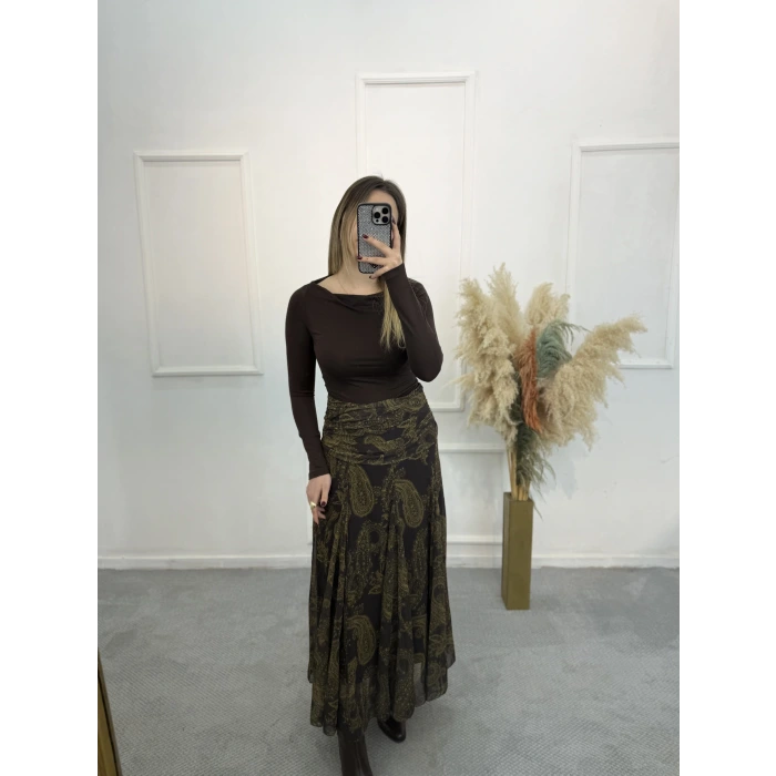 Zra Model Desenli Şifon Etek