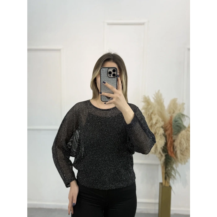 Mizk File Detaylı Simli Bluz