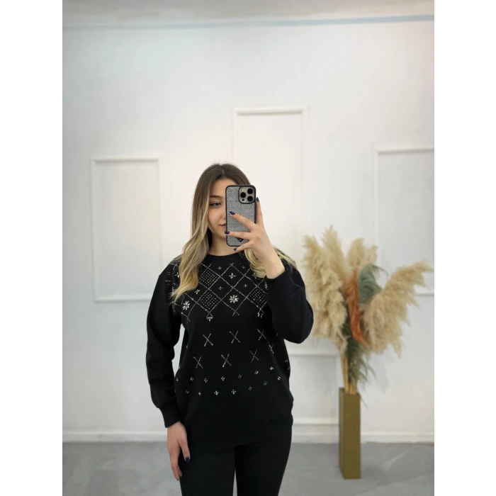 Klara Etnik Taş Detaylı Sweatshirt