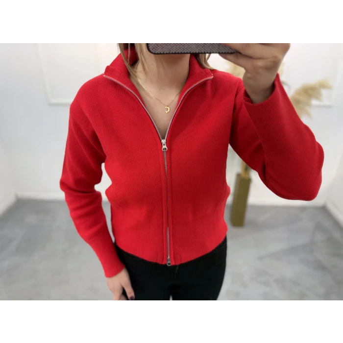 Fine Çift Fermuarlı Triko Hırka