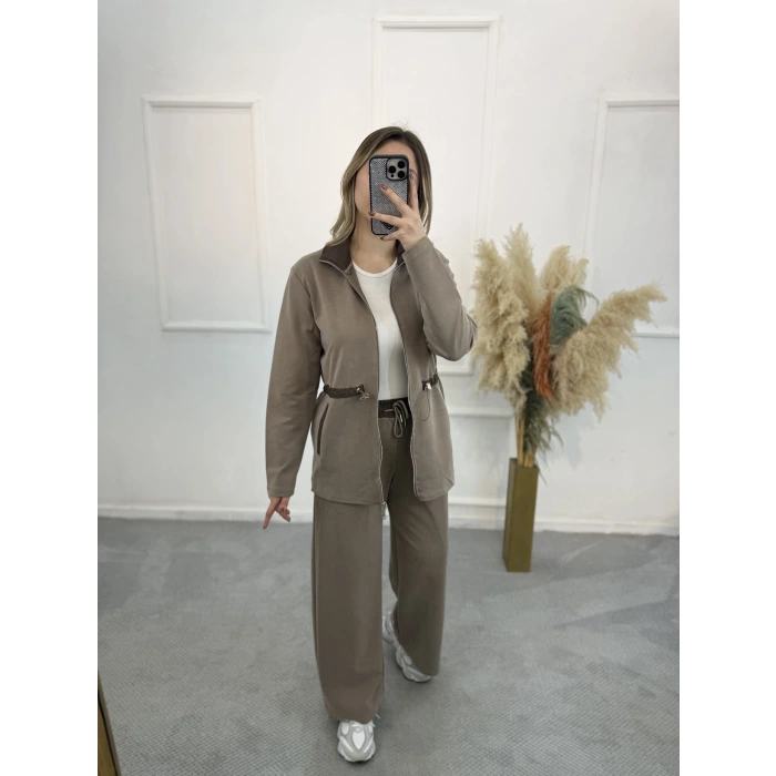 Arka Kapitone Detaylı Çift Fermuarlı İkili Takım