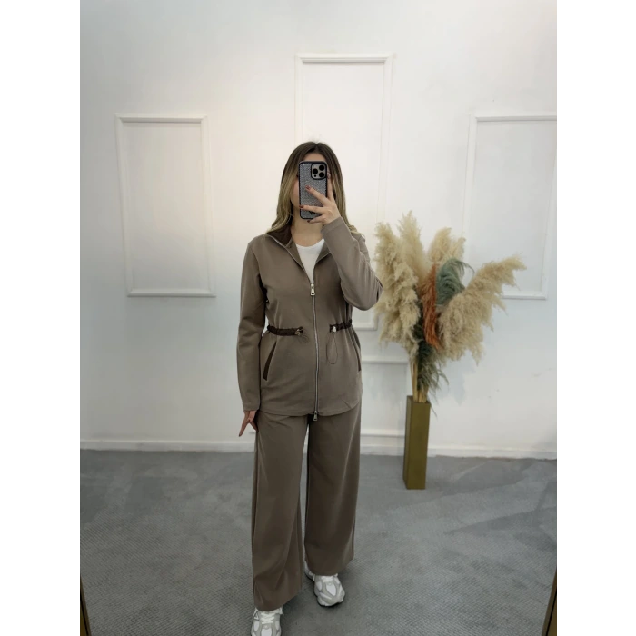 Arka Kapitone Detaylı Çift Fermuarlı İkili Takım