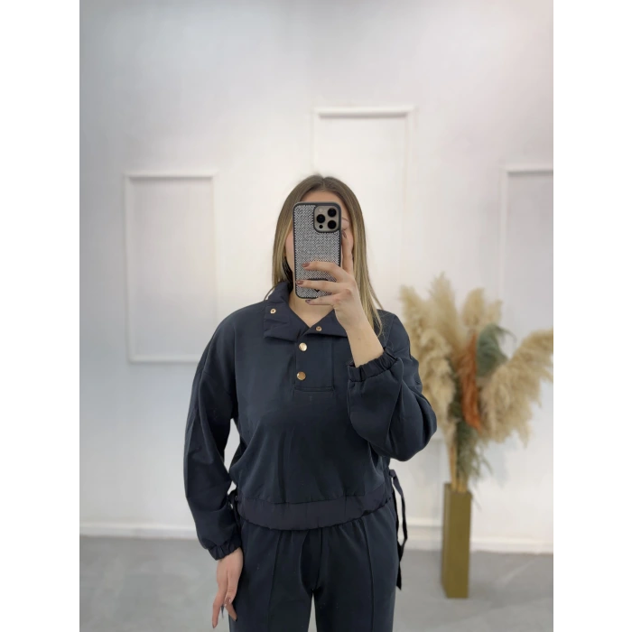 Gisa Dik Yaka Düğme Detaylı Modal İkili Takım