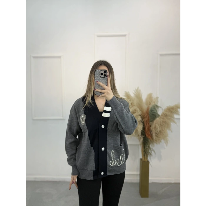 Layd Clap Taşlı Triko Hırka