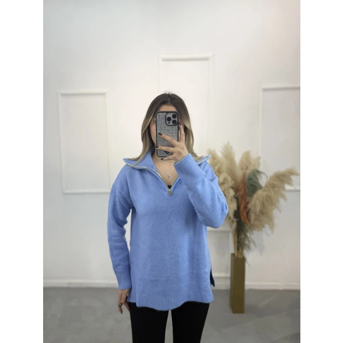 Boğaz Fermuarlı Kazak