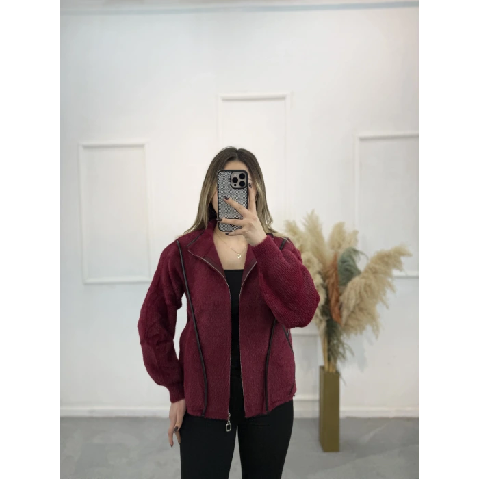 Angora Fermuarlı Yarım Balıkçı Hırka