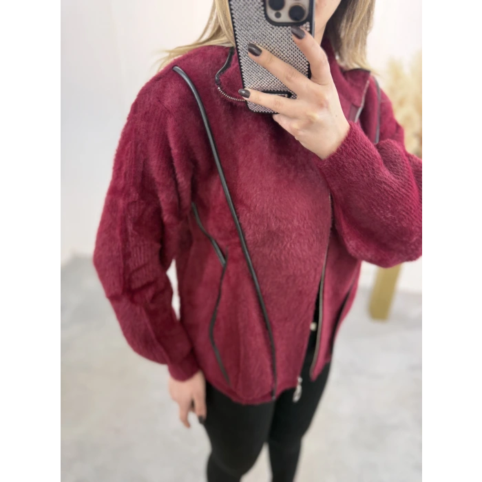 Angora Fermuarlı Yarım Balıkçı Hırka