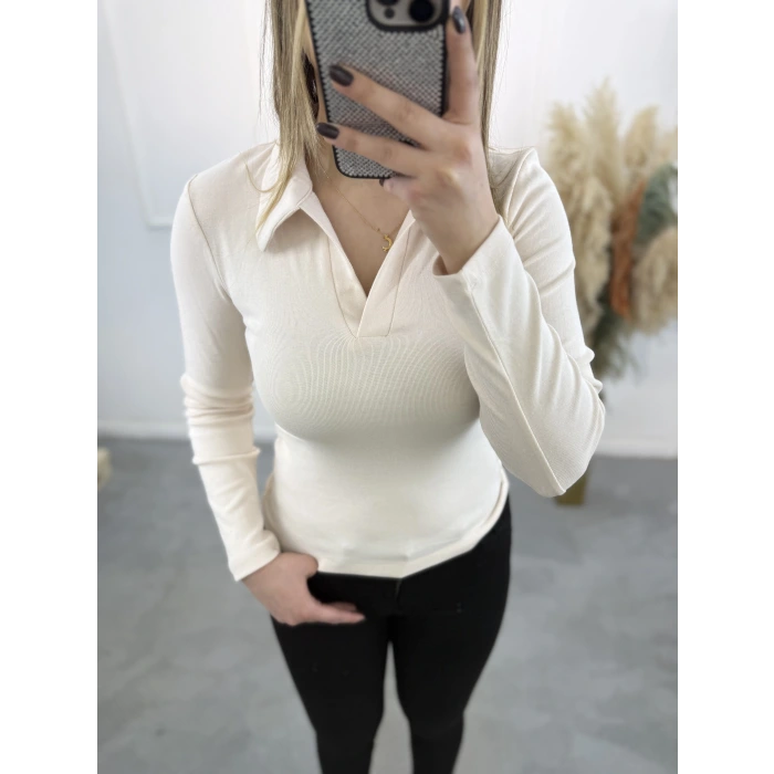 Sirok Polo Yaka Uzun Kol Tişort