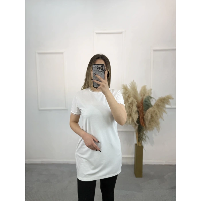 Solid Yaka Ve Kol Organize Detaylı Uzum İçlik