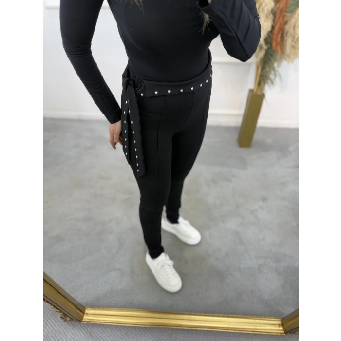 Sente Zımba Detaylı Çelik Tayt