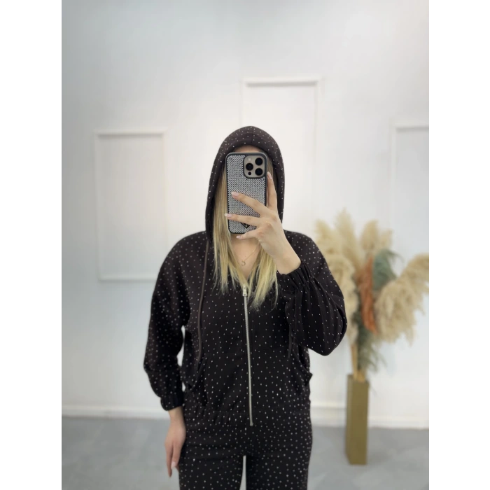 Dökme Taşlı Fermuarlı İkili Takım