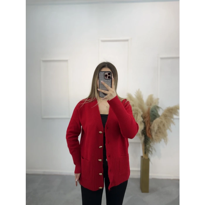 Pesy Gold Düğme Detaylı Hırka