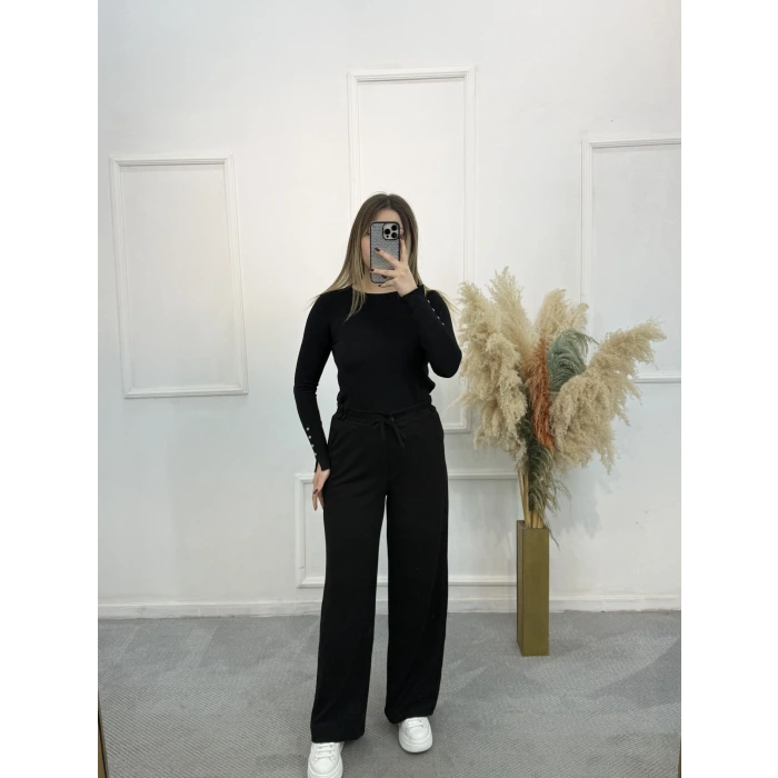 Fermuarlı İpli Modal Pantolon