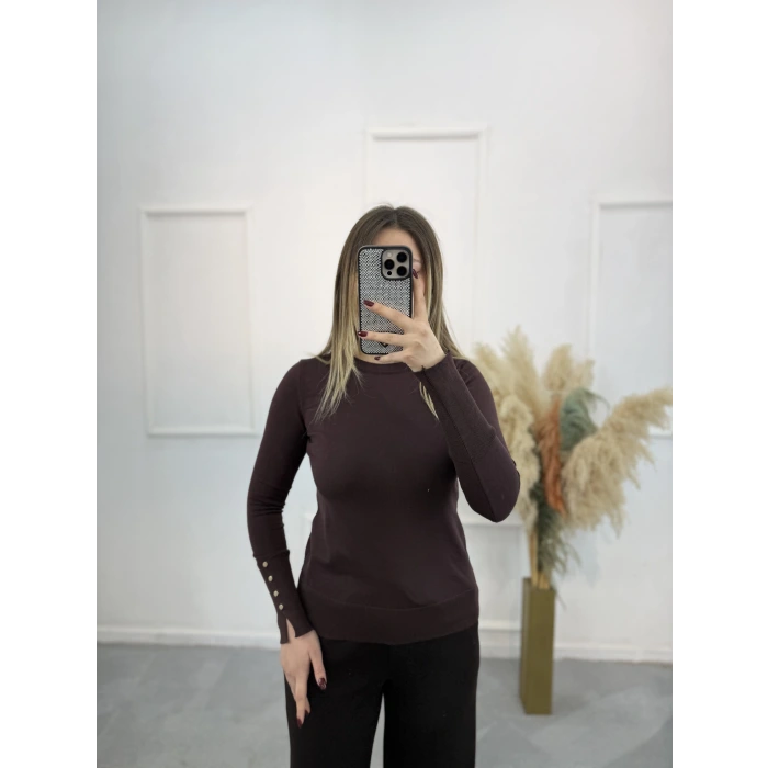 Merserize Gold Düğmeli Bluz