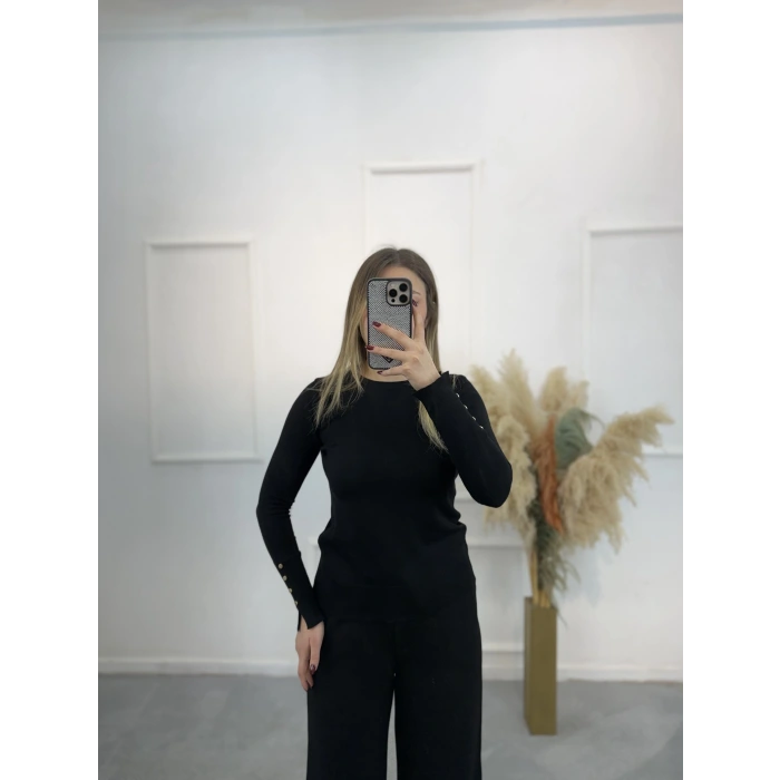 Merserize Gold Düğmeli Bluz