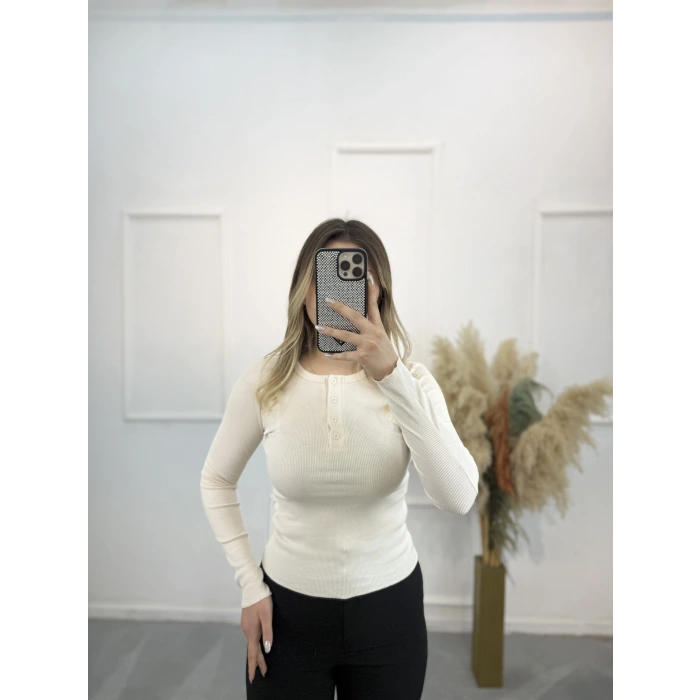 Eav Düğmeli Fitilli Bluz