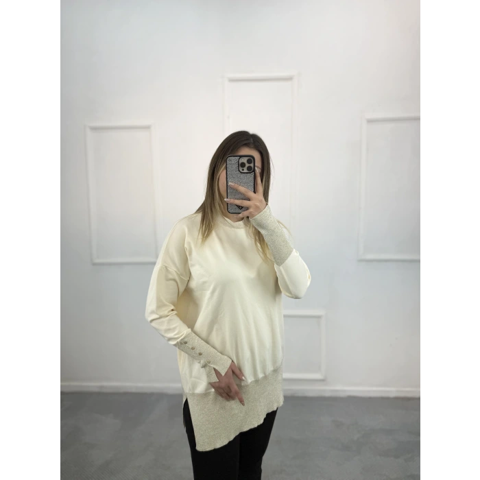 Ceks Yaka Ve Kol Simli Merserize Tunik