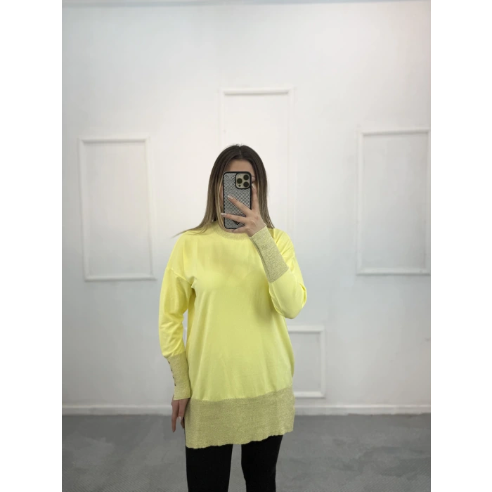 Ceks Yaka Ve Kol Simli Merserize Tunik