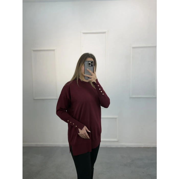 Sork Kol Zımbalı Merserize Tunik