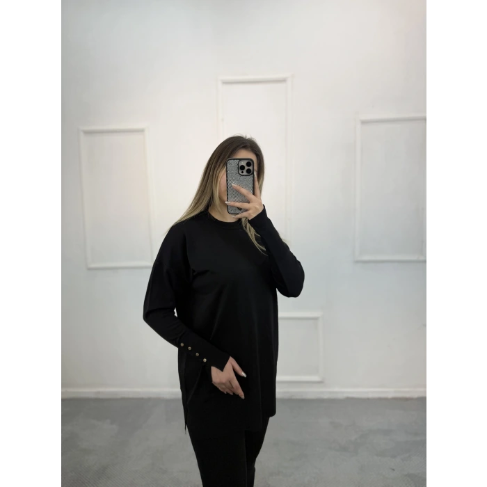 Sork Kol Zımbalı Merserize Tunik