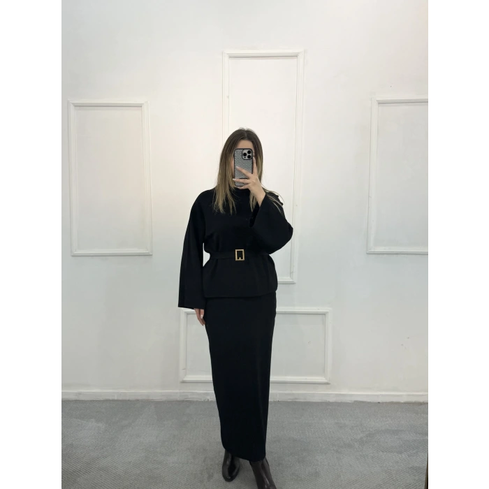 Cekz Simli Kemer Detaylı Etekli  İkili Takım