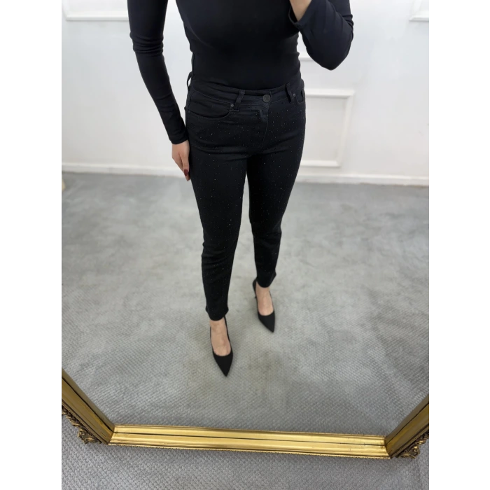 Jast Likralı Dökme Taşlı Mom Jean